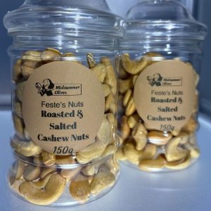 Image shows a jar of Roasted and Salted Cashew nuts